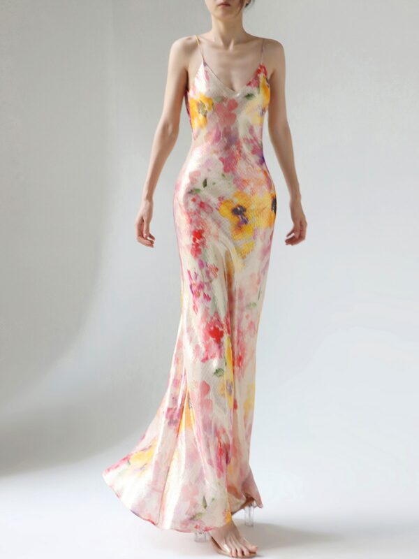 Pink pastel silk-blend slip maxi dress 1