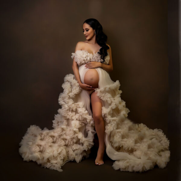 Lush Extra Puffy Photo Shoot Off Shoulder Pregnancy Dresses For Baby Shower Photography Fluffy Tulle Maternity Dresses 1